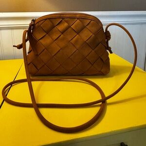 Moda Luxe Calista Small Crossbody Bag in a woven brown design